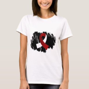 Head Neck Cancer Burgundy White Ribbon With Scribb T-Shirt