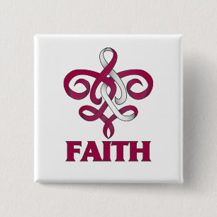 Head Neck Cancer Faith Fleur de Lis Ribbon 15 Cm Square Badge