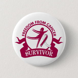Head Neck Cancer - Freedom From Cancer Survivor 6 Cm Round Badge