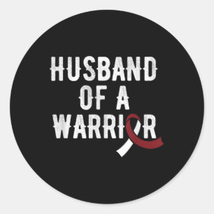 Head Neck Cancer Husband Burgundy Ribbon Awareness Classic Round Sticker