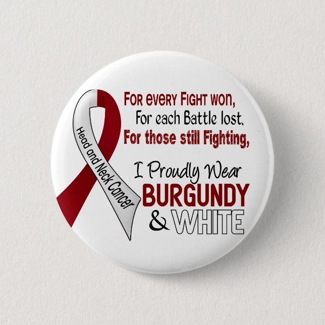 Head & Neck Cancer I Proudly Wear Burgundy White 1 6 Cm Round Badge (Front)