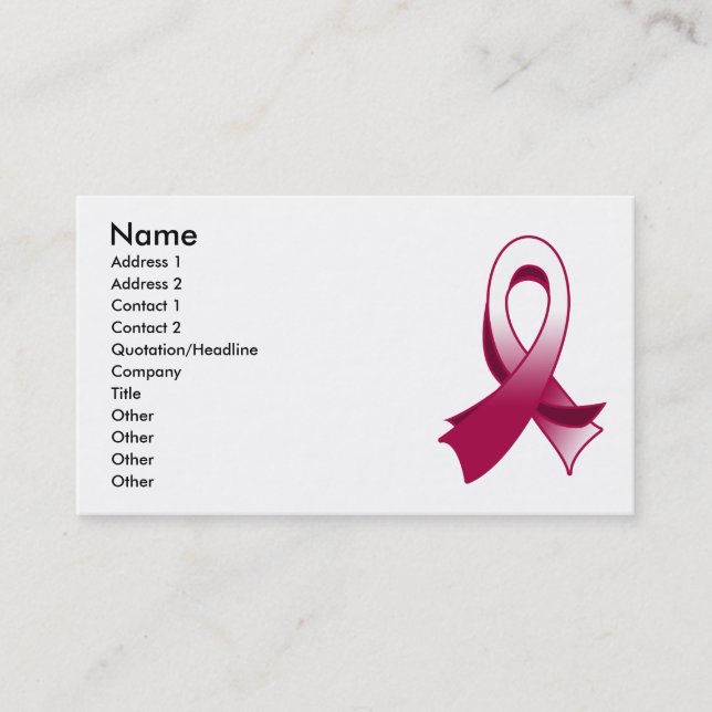 Head Neck Cancer Stylish Ribbon Business Card (Front)
