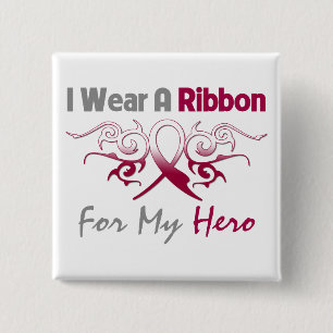 Head Neck Cancer Tribal Deco Ribbon Hero 15 Cm Square Badge