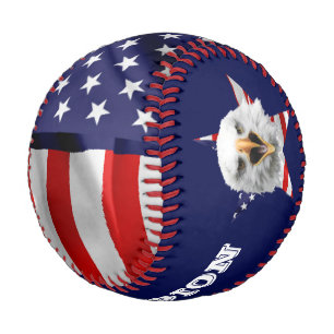 Head Of A Bald Eagle, Star, USA Flag Baseball