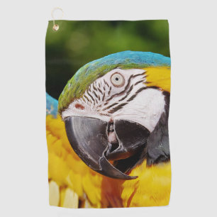 Head of a Blue and Yellow Macaw  Golf Towel