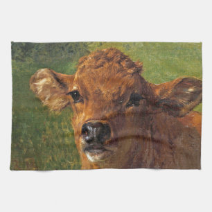 Head of a Calf (by Rosa Bonheur) Tea Towel