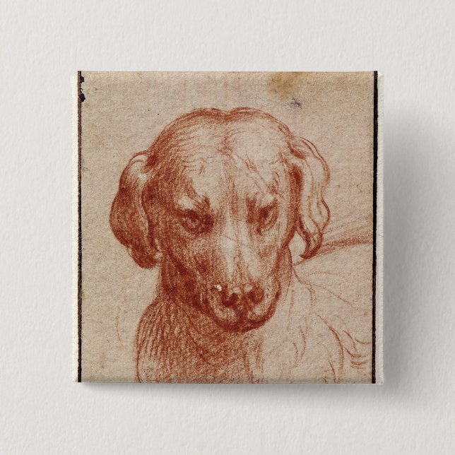 Head of a Dog 15 Cm Square Badge (Front)