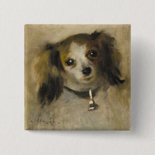 Head of a Dog, 1870 (oil on canvas) 15 Cm Square Badge