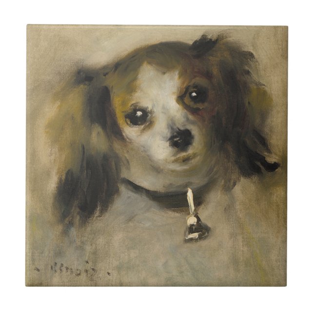 Head of a Dog, 1870 (oil on canvas) Ceramic Tile (Front)