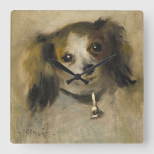 Head of a Dog, 1870 (oil on canvas) Square Wall Clock