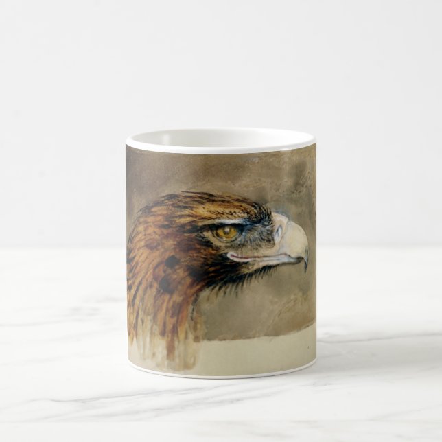 Head of a Golden Eagle (by John Ruskin) Coffee Mug (Center)