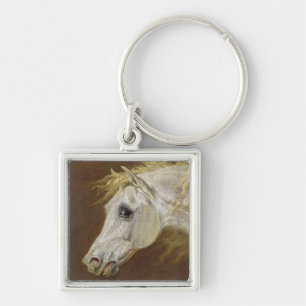 Head of a Grey Arabian Horse (oil on canvas on pan Key Ring
