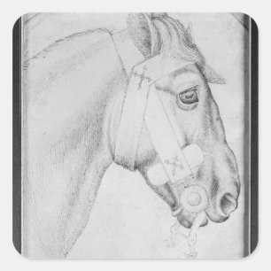Head of a horse, from the The Vallardi Album Square Sticker