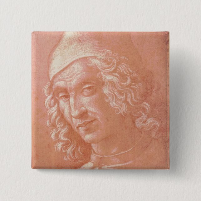 Head of a Man 15 Cm Square Badge (Front)