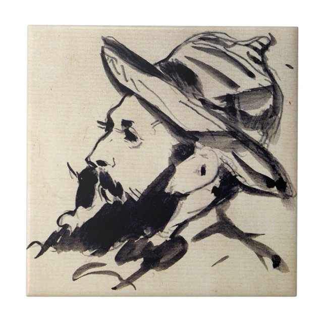 Head of a Man by Claude Monet, Ceramic Tile (Front)