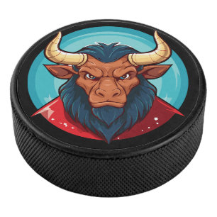 Head of a minotaur from greek mythology hockey puck