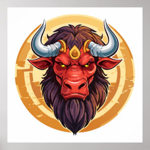 Head of a minotaur from greek mythology poster