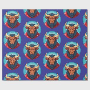 Head of a minotaur from greek mythology wrapping paper