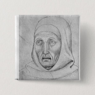 Head of a monk, from the The Vallardi Album 15 Cm Square Badge