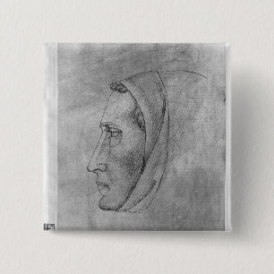 Head of a monk, from the The Vallardi Album 15 Cm Square Badge