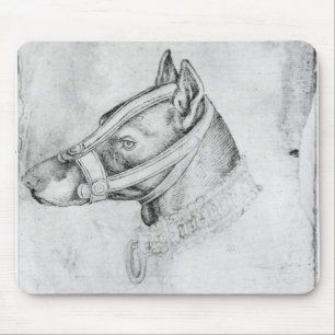 Head of a muzzled dog mouse pad