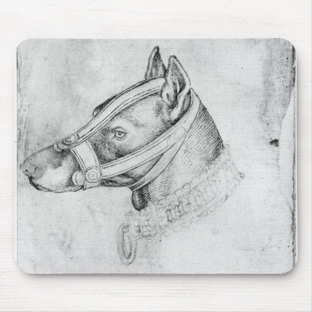 Head of a muzzled dog mouse pad (Front)
