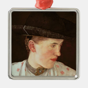 Head of a Peasant Girl, c.1880 Metal Ornament