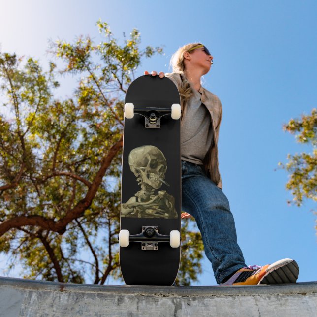 Head of a Skeleton with a Burning Cigarette Skateboard (Outdoor 1)