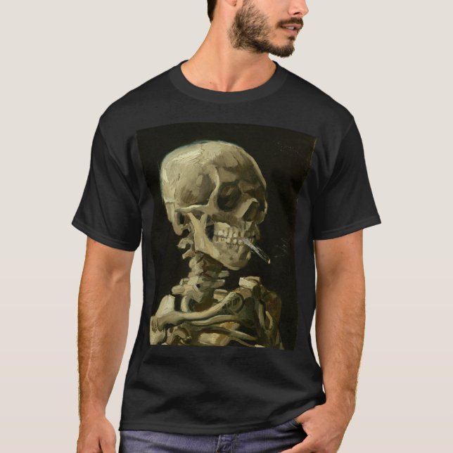 Head of a skeleton with a burning cigarette T-Shirt (Front)