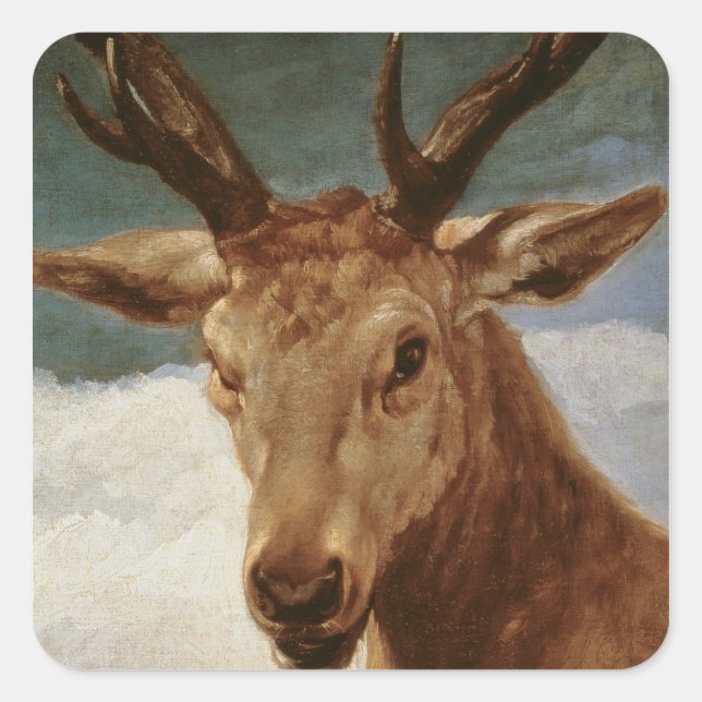 Head of a Stag, 1634 Square Sticker (Front)