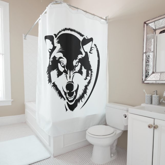 Head of a Wolf Shower Curtain (In Situ)