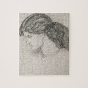 Head of a Woman, 1861 (pencil on paper) Jigsaw Puzzle