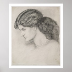 Head of a Woman, 1861 (pencil on paper) Poster