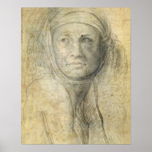 Head of a Woman (pencil on paper) Poster