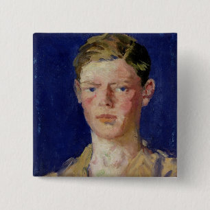 Head of a Young Man 15 Cm Square Badge