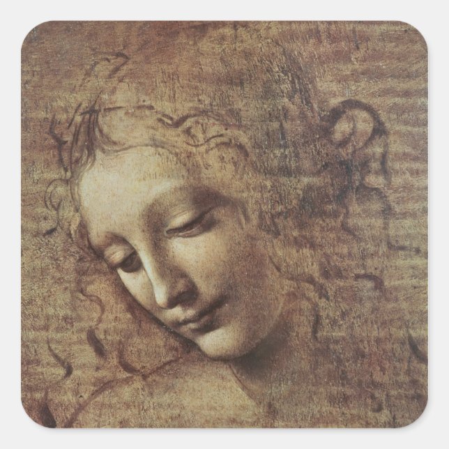Head of a Young Woman with Tousled Hair or, Leda Square Sticker (Front)