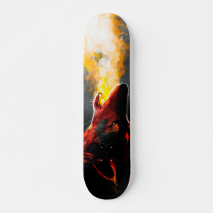 Head of Aggressive Fire Wolf Skateboard
