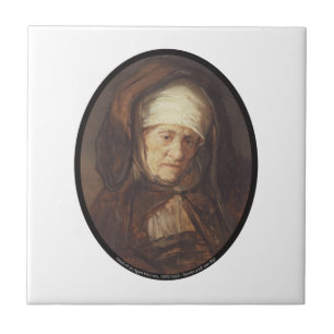 Head of an Aged Woman, 1655_1660 - Rembrandt van Ceramic Tile