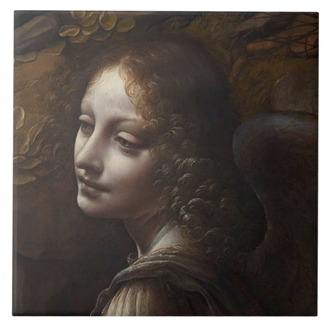 Head of an Angel by Leonardo Ceramic Tile (Front)