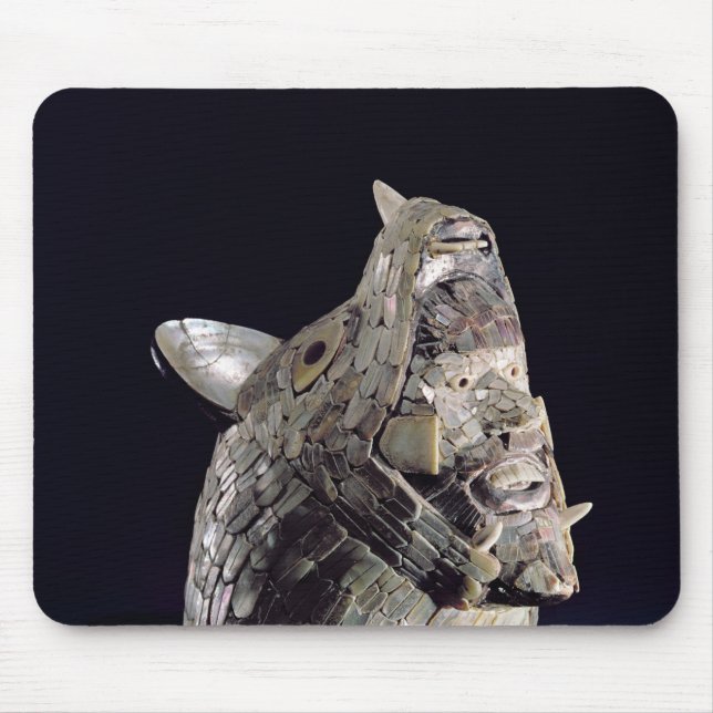 Head of an animal with human head in open jaws mouse pad (Front)