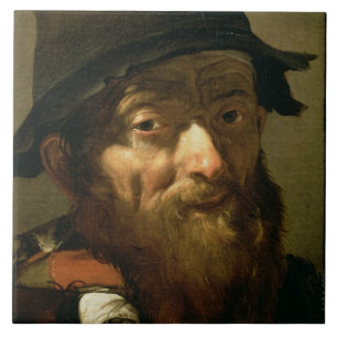 Head of an Old Man, detail of Portrait of an Old M Ceramic Tile