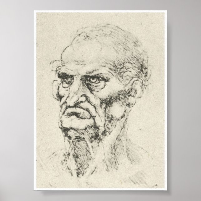 Head of an Old Man, Leonardo da Vinci Poster (Front)