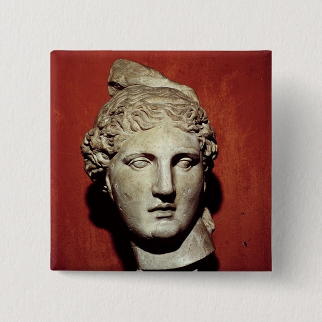 Head of Apollo from Ephesus 15 Cm Square Badge (Front)