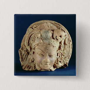 Head of Ardhanarisvara, Newal, Unnao (terracotta) 15 Cm Square Badge