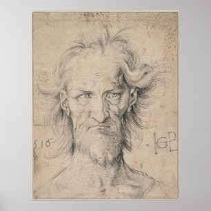 Head of Bearded Old Man (Saturn) by Durer Poster