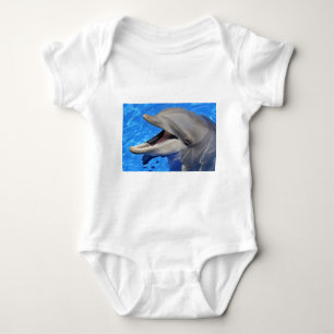 Head of bottlenose dolphin baby bodysuit