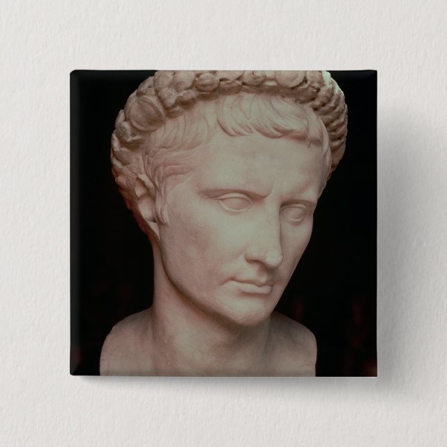 Head of Caesar Augustus 15 Cm Square Badge (Front)