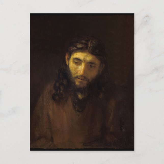 Head of Christ Rembrandt Postcard (Front)