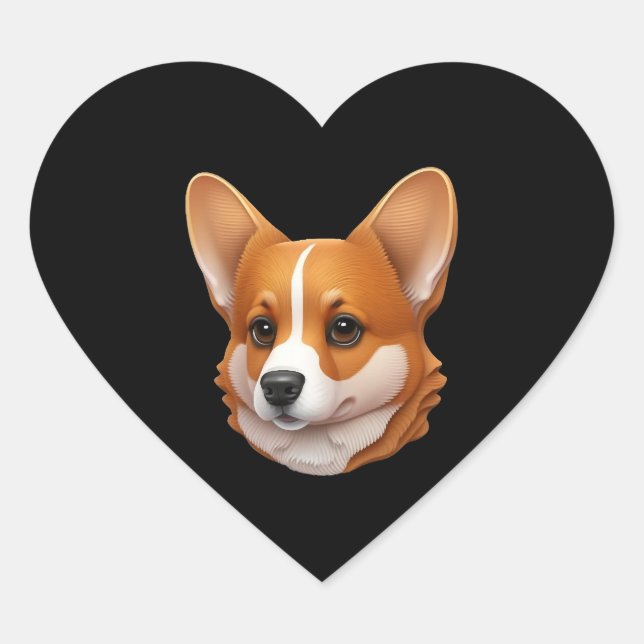 Head of cute corgi heart sticker (Front)