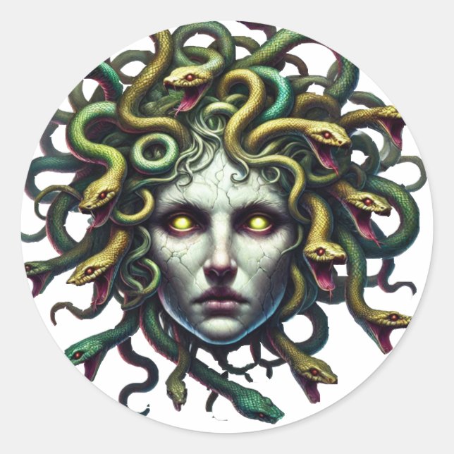 Head of Madusa  Classic Round Sticker (Front)